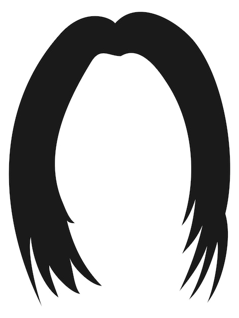 Long hair black icon Female hairstyle symbol