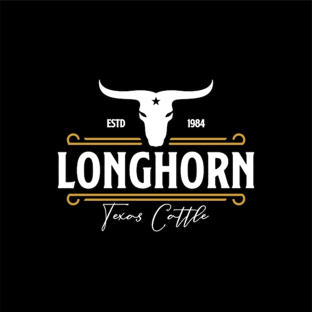 Long Horn Texas Cattle Symbol Logo Design