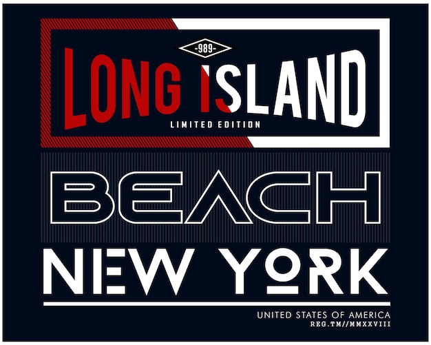 long island typographic illustration design graphic for printing