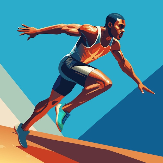 Long jumper Man landing Vector Background Design