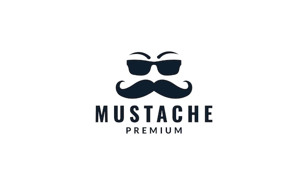 Long mustache face with sunglasses logo design