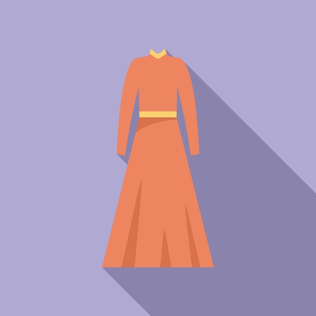 Vector long orange dress with long sleeves and belt for special occasions