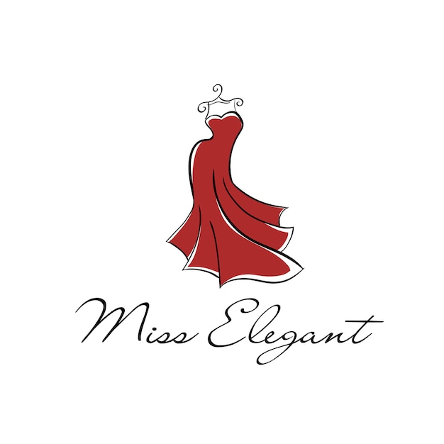 Long red dress on a hanger logo