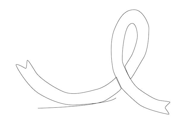 Long ribbon concept to support world cancer survivor one line art