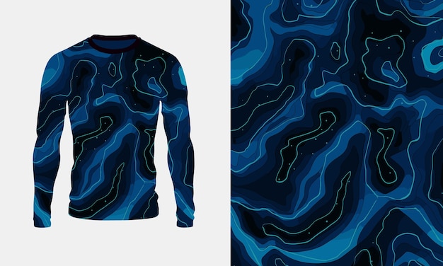 Long sleeve jersey topographic lines texture for extreme sport racing gym cycling training