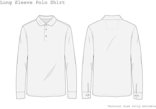 Long Sleeve Polo Shirt Hand Draw