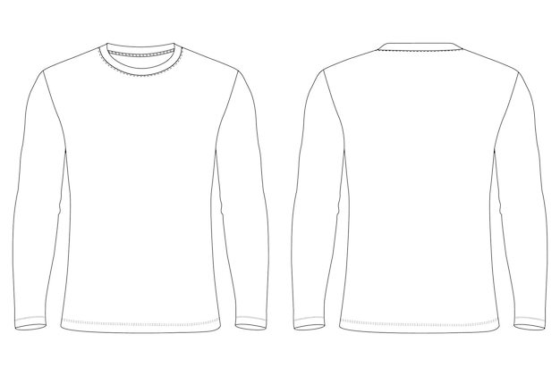 Vector long sleeve t shirt threequarter sleeves raglan round neck t shirt technical fashion flat sketch ve