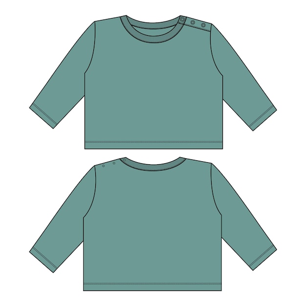 Long sleeve t shirt tops vector illustration template for kids