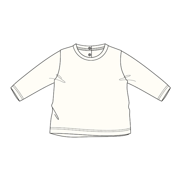 Long sleeve t shirt tops vector illustration template for kids