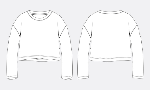 Long sleeve T shirt tops vector illustration template for ladies