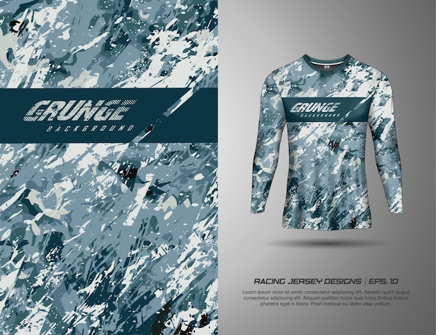 Long sleeve Tshirt sports grunge camouflage background for racing, jersey, cycling, football, gaming