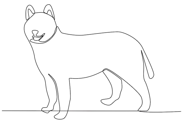 A long tail cat with thick fur Urban pet oneline drawing