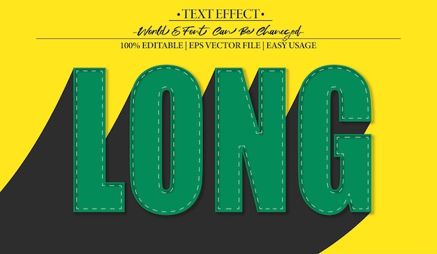 Long Vector Text Effect Editable Alphabet Retro Yellow Green Simple Minimal