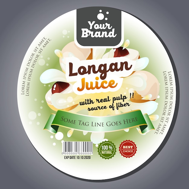 longan juice label sticker