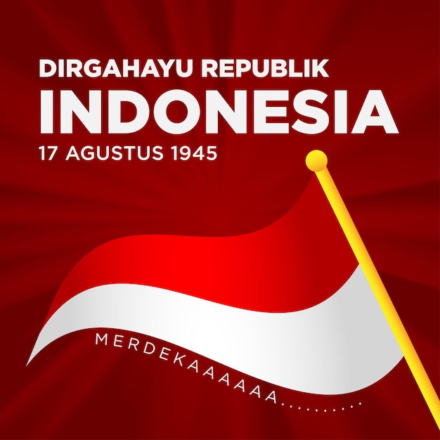 Longevity republic of indonesia 17 august 1945 independence day social media template design