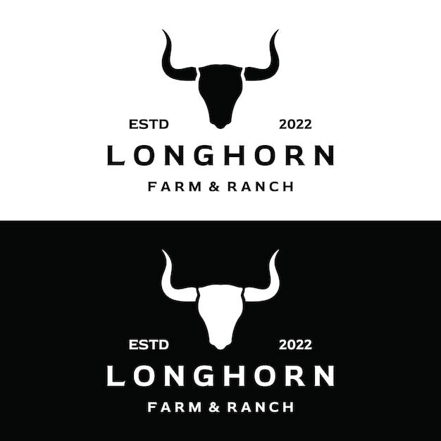 Longhorn bull cow and buffalo vintage logo template for badges restaurant business