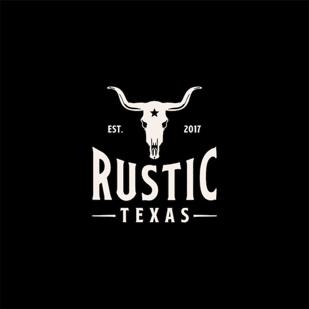 Longhorn Cattle Rustic Texas Logo Design