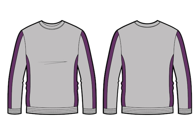 Longsleeve t-shirt illustration color grey and violet, vector sketch