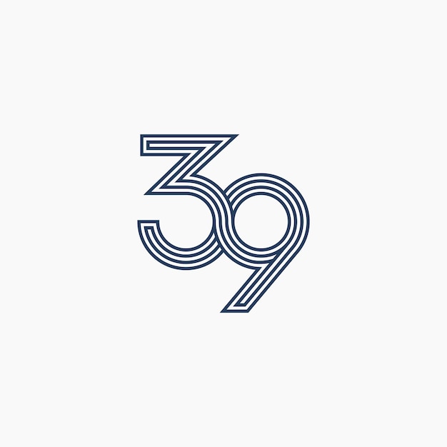 Looping 39 number thirty nine linked line outline logo design vector illustration