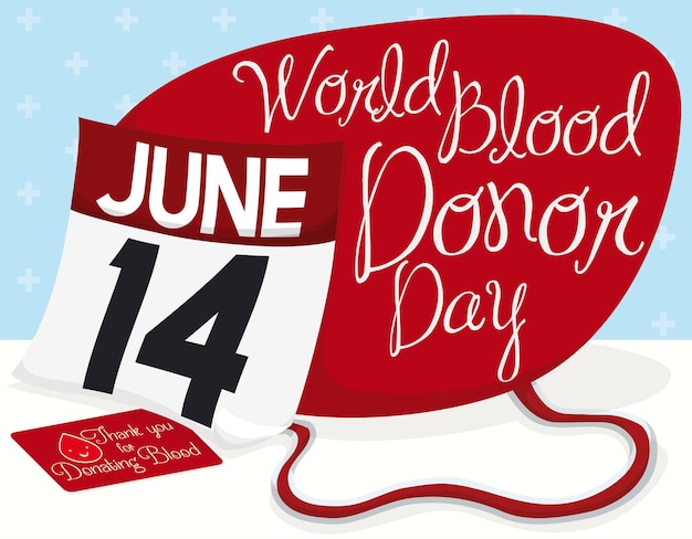 Loose leaf calendar sign and card for World Blood Donor Day