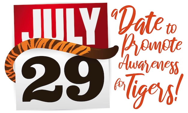 Loose leaf calendar with striped tail promoting International Tiger Day on July 29