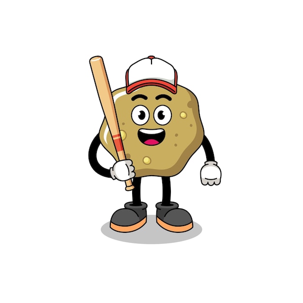 Loose stools mascot cartoon as a baseball player