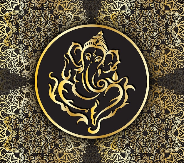 Lord ganesha line art modern design symbol Luxury style Ganapati Hindu God