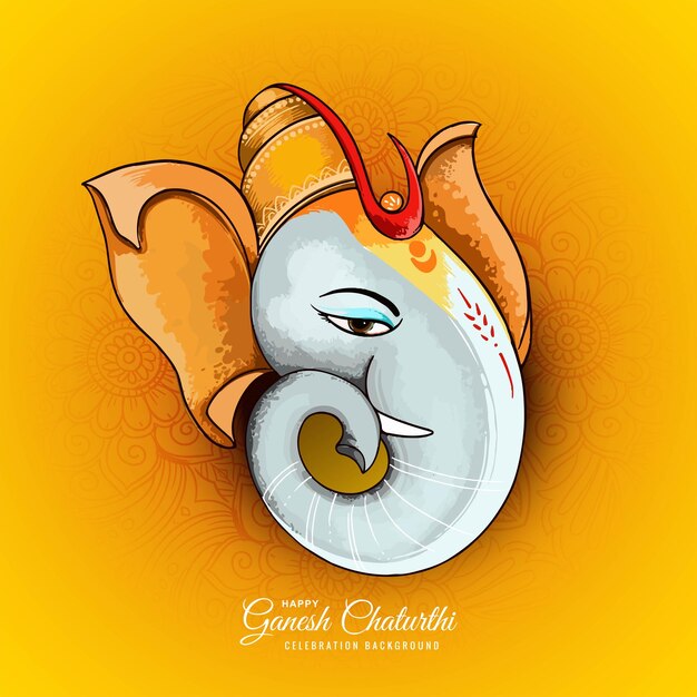 Vector lord ganpati on ganesh chaturthi beautiful green leaf holiday card background