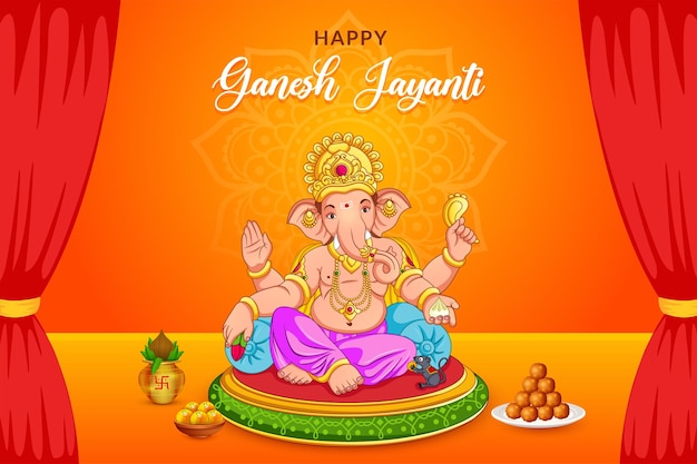 Lord Ganpati for Happy Ganesh Jayanti festival celebration of India