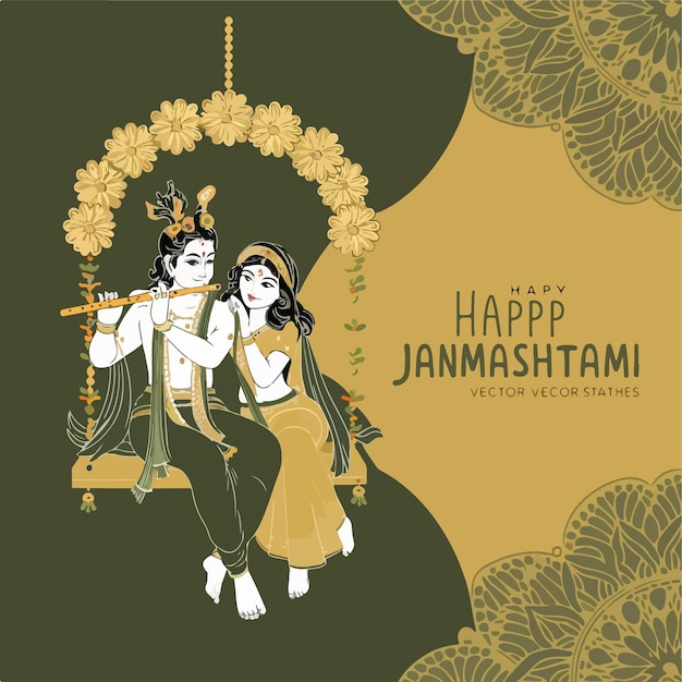 Lord Krishna Janmashtami Indian festival celebration illustration