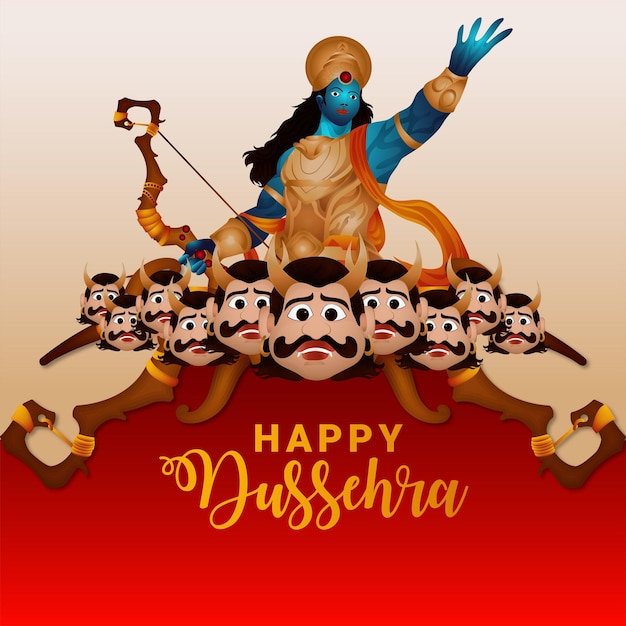 Lord rama killing ravana in dussehra festival vector illustration