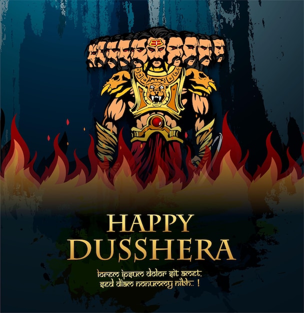 Lord Rama killing Ravana in Navratri festival for Happy Dussehra Vijayadashami Hindu festival