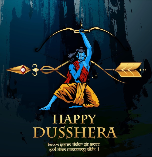 Lord Rama killing Ravana in Navratri festival for Happy Dussehra Vijayadashami Hindu festival