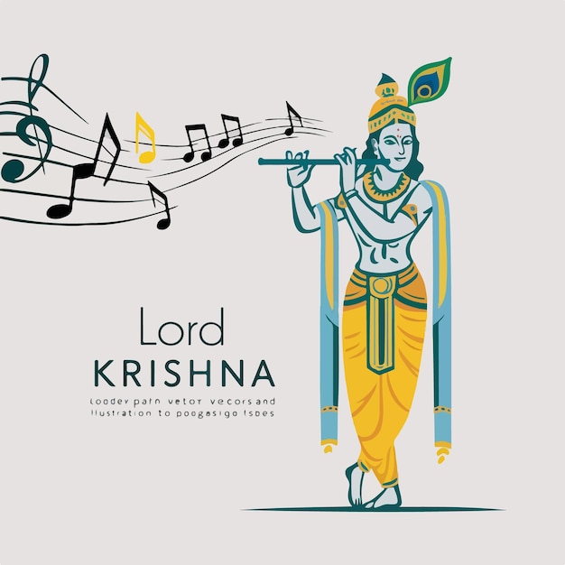 Vector lord sree krishna illustration creative background concept