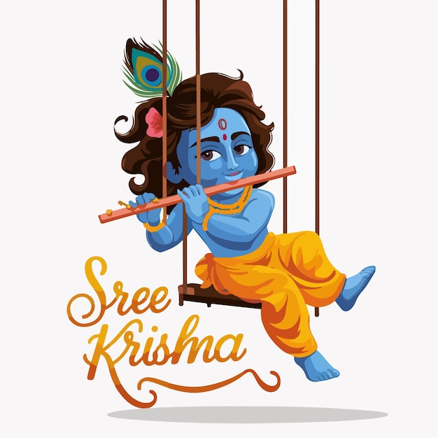 Lord Sree Krishna illustration creative background concept