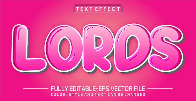 Lords font Text effect editable