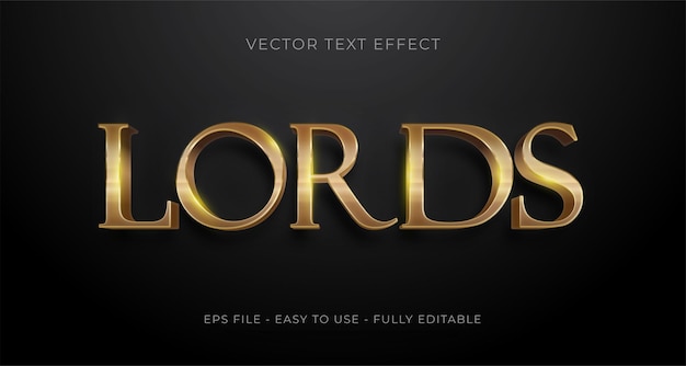 Lords gold text effect editable 3d text style