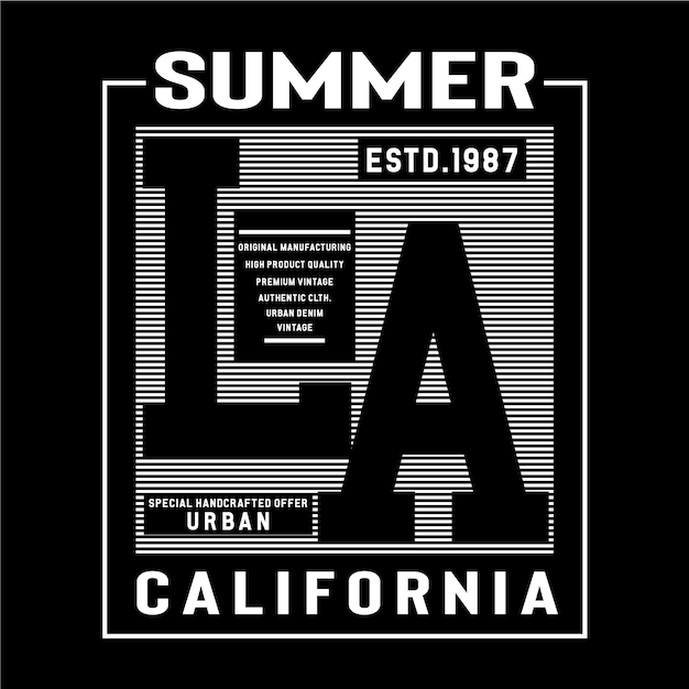 Los Angeles typography graphic design for print illustration vector art