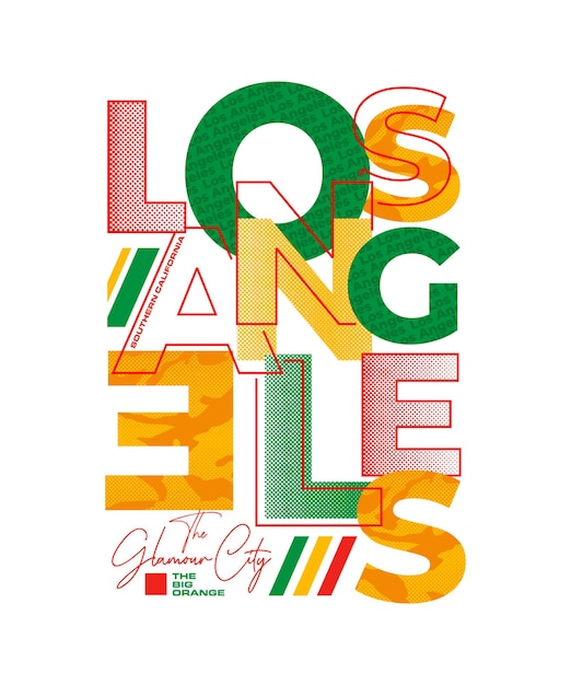 Los angeles typography slogan apparels abstract design vector print illustration