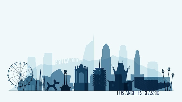 Los Angeles (United States) city skyline vector background. Flat trendy illustration