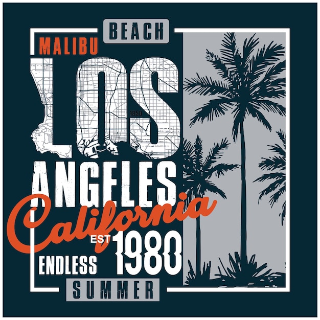 los angeles vector illustration and typography