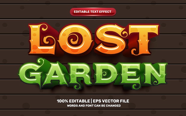 Lost garden cartoon comic game 3d editable text effect