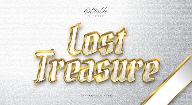 Lost Treasure Text Style in White and Gold with Texture Effect