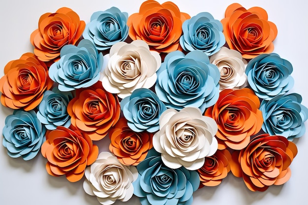 A lot of beautiful bright multicolored roses of different colors