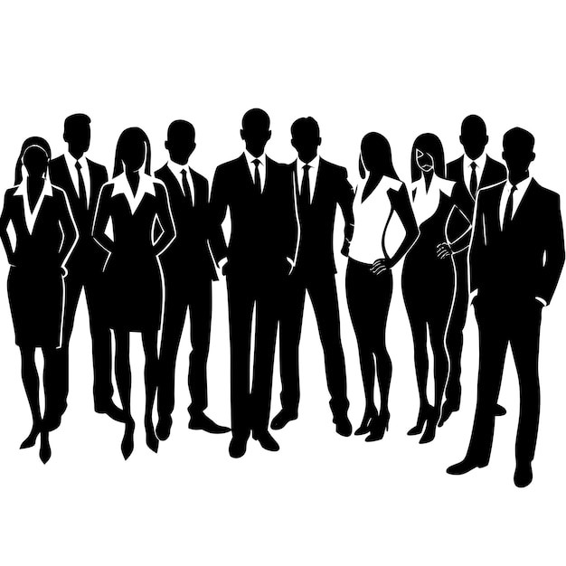 A lot of business man vector silhouette isolated white background 24