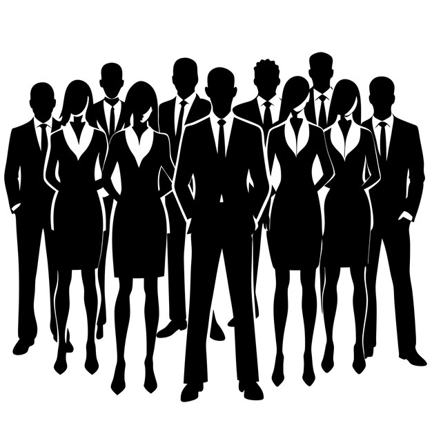 Vector a lot of business man vector silhouette isolated white background 4