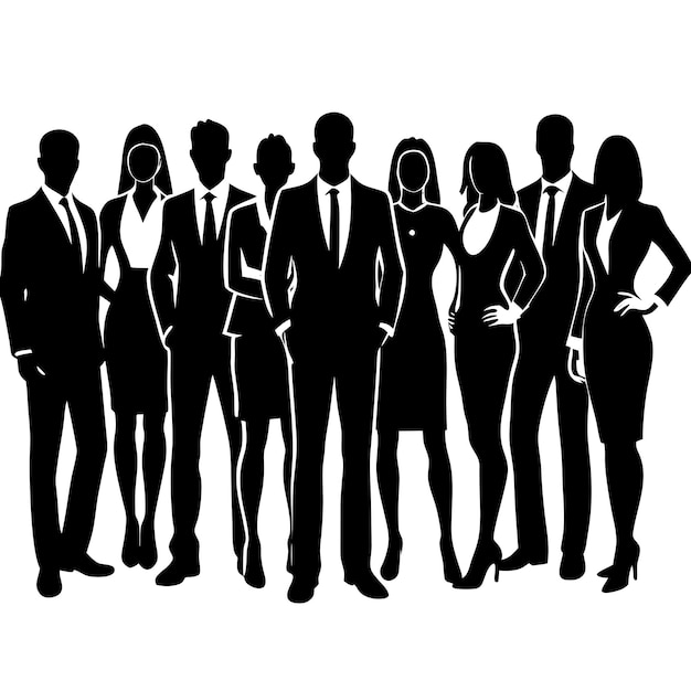 Vector a lot of business man vector silhouette isolated white background 7