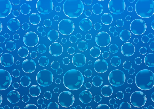 A lot of soap bubbles on blue, abstract background A4 size