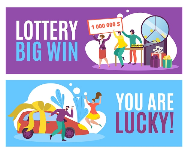 Lottery big win banner, lucky game concept