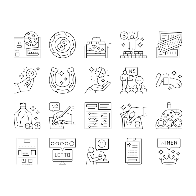 Lotto gamble game collection icons set vector